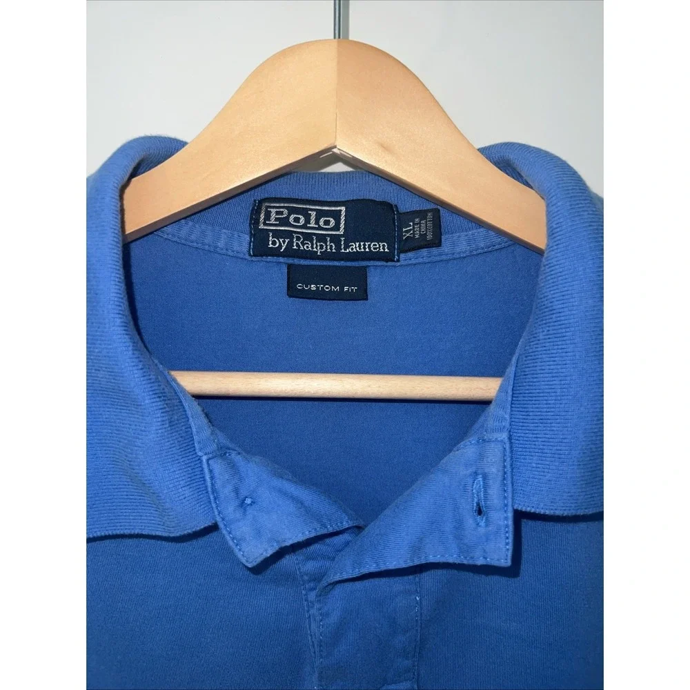Polo Ralph Lauren Mens Polo Golf Shirt XL Blue Collared Custom Fit‎ Stretch